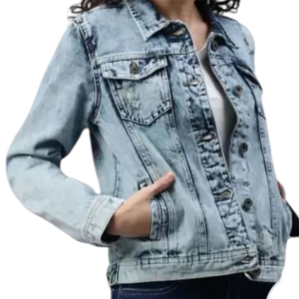 The Roadster Life Co. Denim Jacket Women M - Acid Wash Blue Jean - Casual